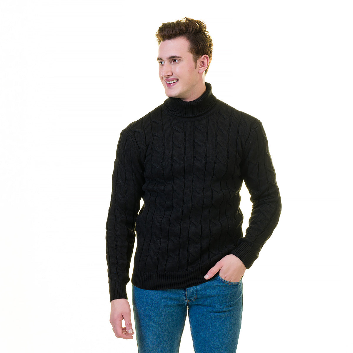 Black European Wool Luxury Zippered With Sweater Jacket Warm Winter Tailor Fit - Image 6