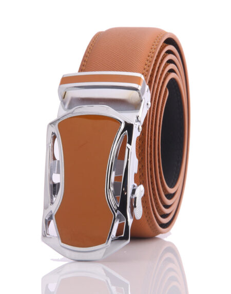 Amedeo Exclusive Men's Tan Belt Tan Buckle Genuine Leather - Amedeo Exclusive