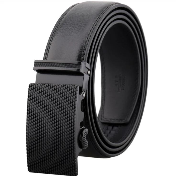 Amedeo Exclusive Men's Black Belt Black Buckle Leather - Amedeo Exclusive