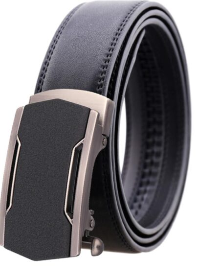 Amedeo Exclusive Men Black Belt Black Silver Buckle Leather - Amedeo Exclusive