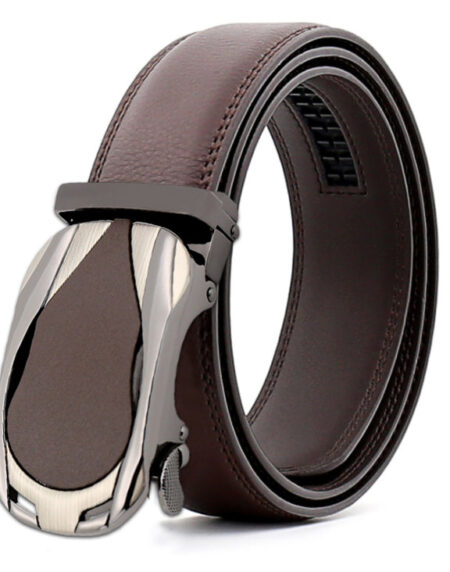 Men's Genuine Leather Smart Ratchet Automatic Belt Perfect Fit No holes! Brown - Amedeo Exclusive