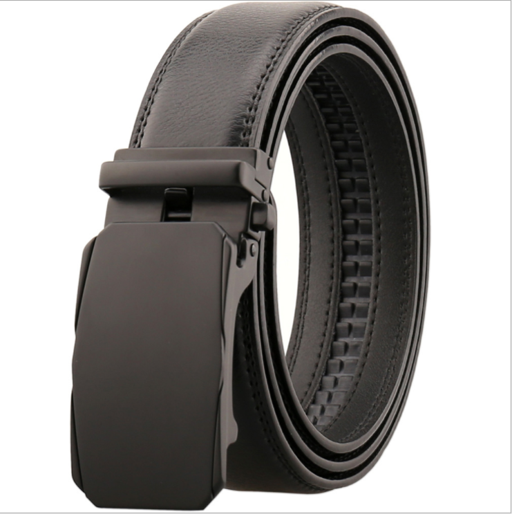Men's Genuine Leather Smart Ratchet Automatic Belt Perfect Fit No holes! Black - Amedeo Exclusive