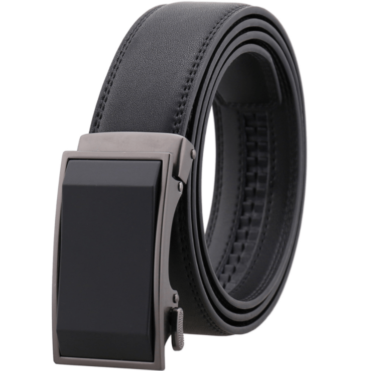 Amedeo Exclusive Men's Black Belt Black Gun Metal Buckle Leather - Amedeo Exclusive
