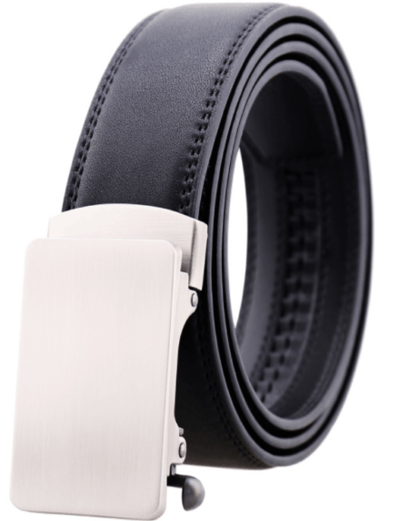 Amedeo Exclusive Men's Black Belt Silver Buckle Standard Leather - Amedeo Exclusive