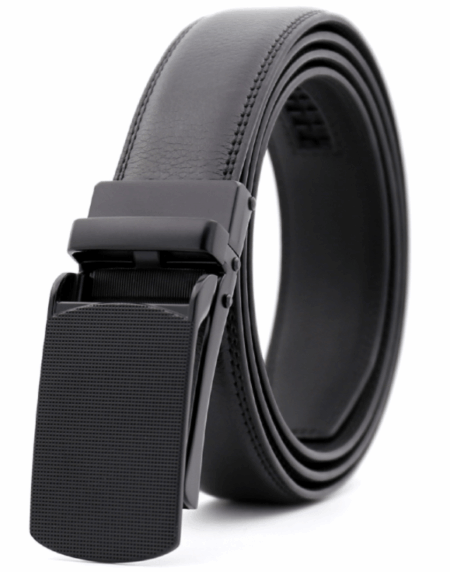 Amedeo Exclusive Men's Black Belt Black Textured Matte Buckle Standard Leather - Amedeo Exclusive