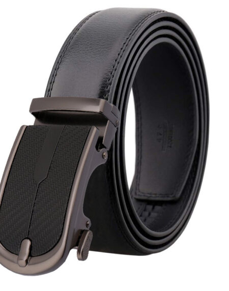 Amedeo Exclusive Men's Aligato Black Leather Belt - Amedeo Exclusive