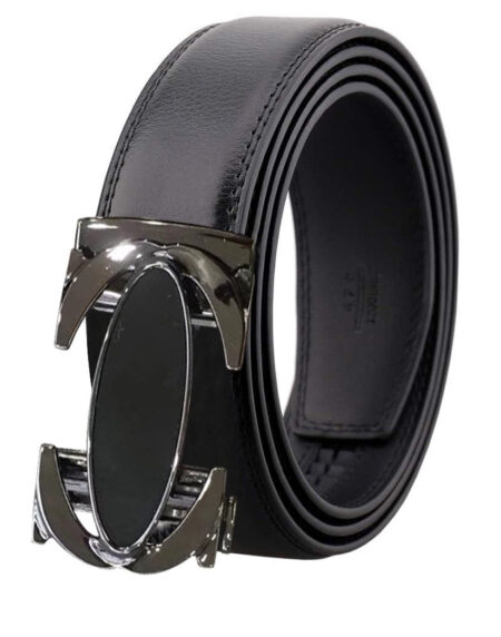 Amedeo Exclusive Men's Black and Gun Buckle Black Leather Belt - Amedeo Exclusive