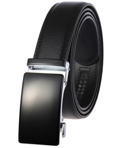 Mens's Black Belt Black Buckle Standard Leather - Amedeo Exclusive