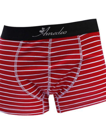 Red & White Striped Mens Boxer Briefs - Cotton Underwear Trunk for Men - Amedeo Exclusive