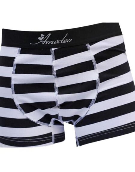 Black & White Striped Mens Boxer Briefs - Cotton Underwear Trunk for Men - Amedeo Exclusive