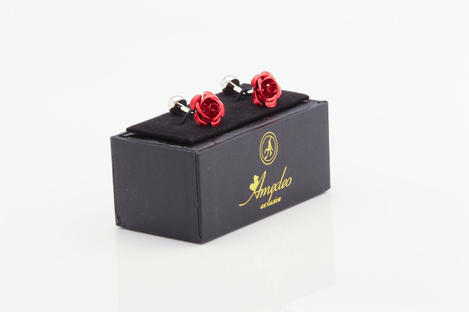 Men's Stainless Steel Red Rose Cufflinks With Box - Image 2