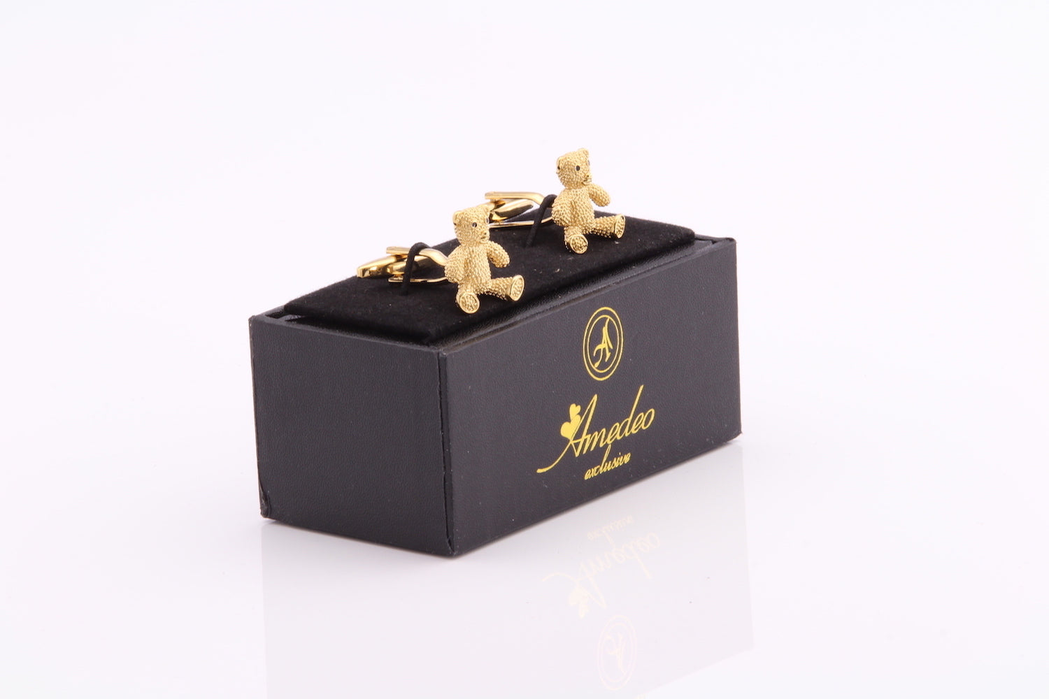 Mens Stainless Steel Gold Bears Cufflinks for Shirt with Box - Hand Crafted Perfect Gift - Image 2
