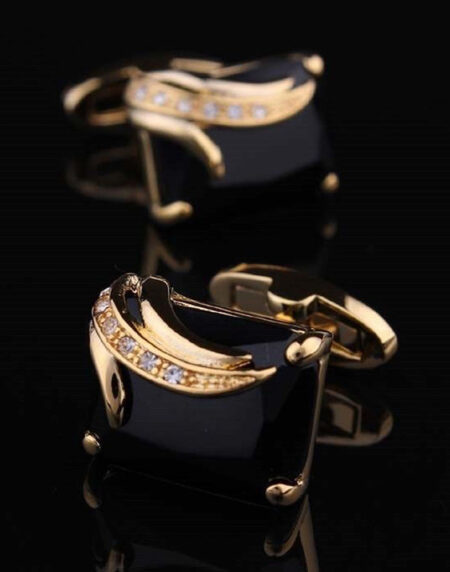 Mens Stainless Steel Gold & Black Square Cufflinks for Shirt with Box - Hand Crafted Perfect Gift - Amedeo Exclusive
