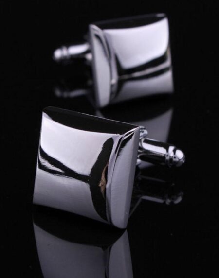 Mens Stainless Steel Pure Silver Squares Cufflinks for Shirt with Box - Hand Crafted Perfect Gift - Amedeo Exclusive