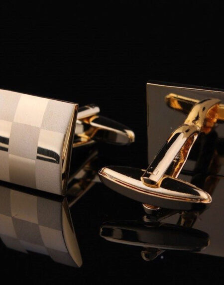 Mens Stainless Steel Gold Square Cufflinks for Shirt with Box - Hand Crafted Perfect Gift - Amedeo Exclusive