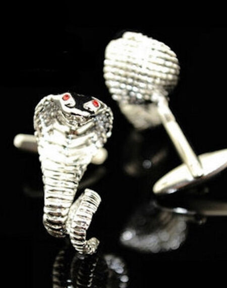 Mens Stainless Steel Silver Snakes Cufflinks for Shirt with Box - Hand Crafted Perfect Gift - Amedeo Exclusive