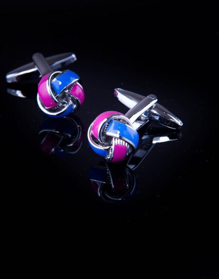 Men's Stainless Steel Blue and Pink Knots Cufflinks with Box - Amedeo Exclusive