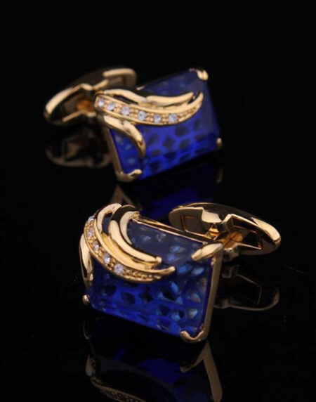 Mens Stainless Steel Orange Diamond Flies Cufflinks for Shirt with Box - Hand Crafted Perfect Gift - Amedeo Exclusive