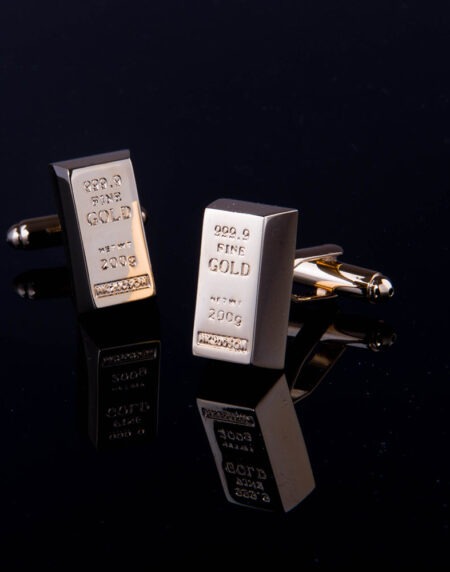 Men's Stainless Steel Gold Bar Cufflinks with Box - Amedeo Exclusive
