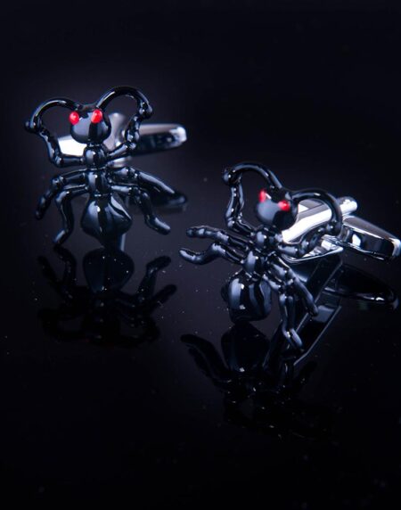Men's Stainless Steel Black Bug Cufflinks with Box - Amedeo Exclusive