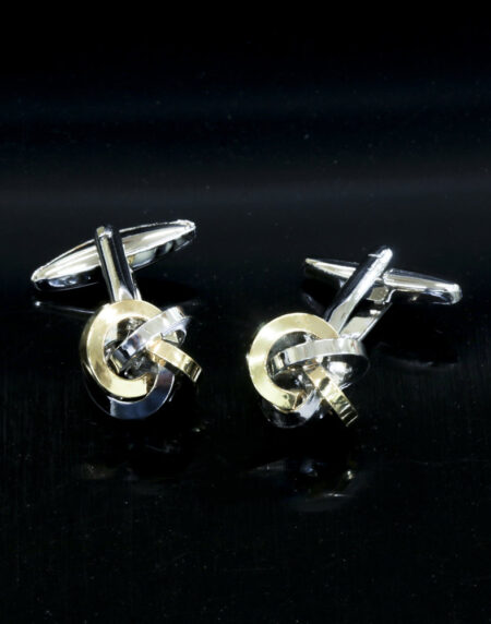 Men's Stainless Steel Gold & Black Knots Cufflinks with Box - Amedeo Exclusive