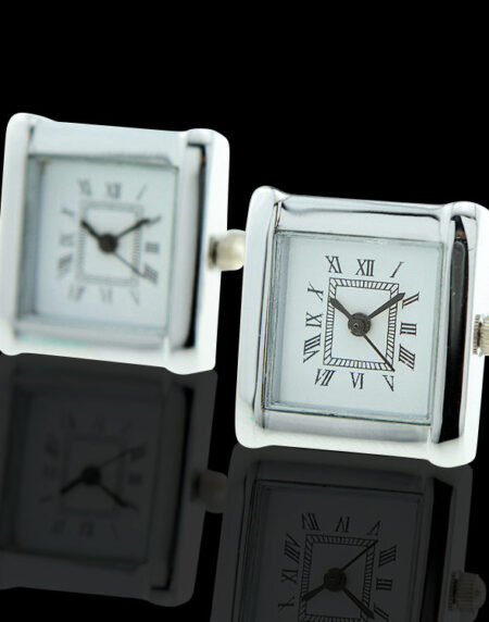 Men's Stainless Steel Square Functioning Clocks Cufflinks with Box - Amedeo Exclusive