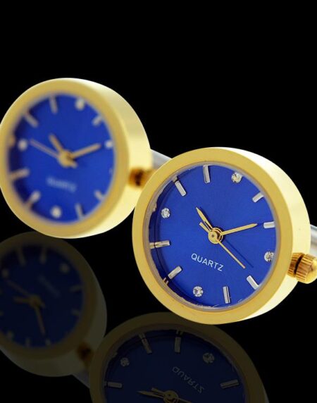 Men's Stainless Steel Round Functioning Clocks Cufflinks with Box - Amedeo Exclusive