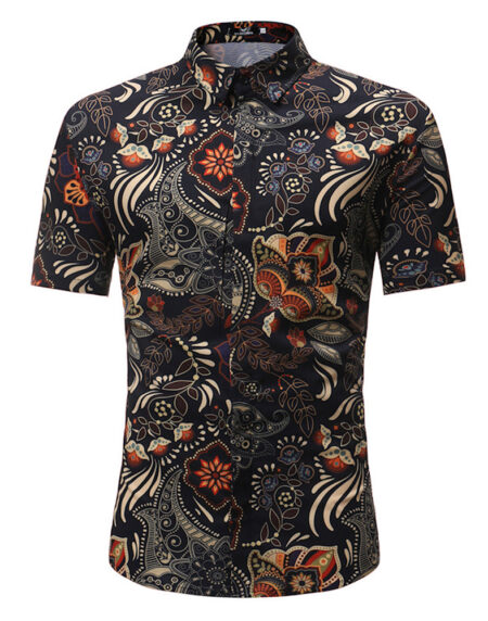 Men's Button down Tailor Fit Soft 100% Cotton Short Sleeve Dress Shirt Black Multi Color check casual And Formal - Amedeo Exclusive