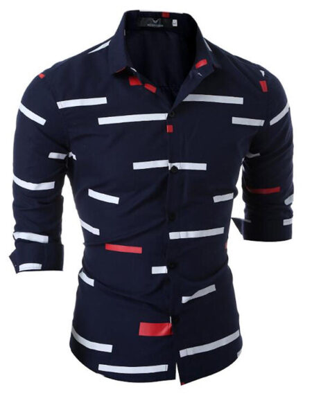 Men's Button down Tailor Fit Soft 100% Cotton Short Sleeve Dress Shirt Navy Blue casual And Formal - Amedeo Exclusive