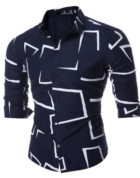 Men's Button down Tailor Fit Soft 100% Cotton Short Sleeve Dress Shirt Navy Blue casual And Formal - Amedeo Exclusive