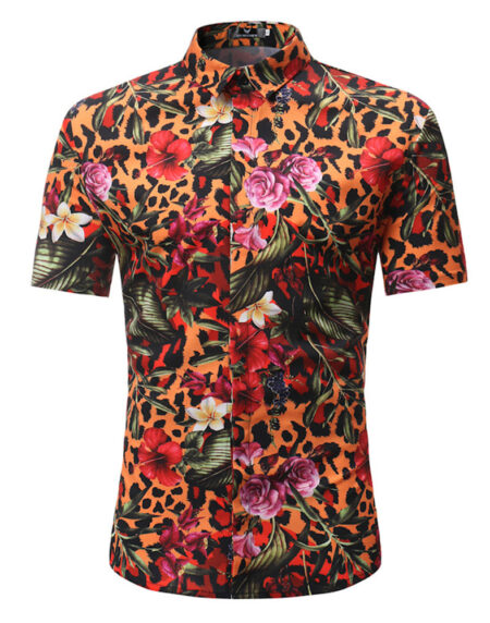 Men's Button down Tailor Fit Soft 100% Cotton Short Sleeve Dress Shirt Multi Color casual And Formal - Amedeo Exclusive