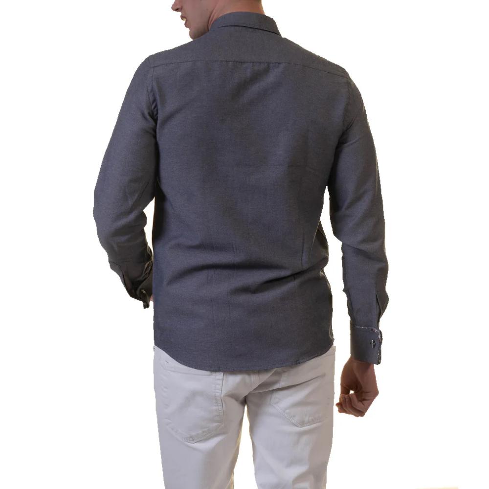 Grey Mens Slim Fit French Cuff Shirts with Cufflink Holes - Casual and Formal - Image 2