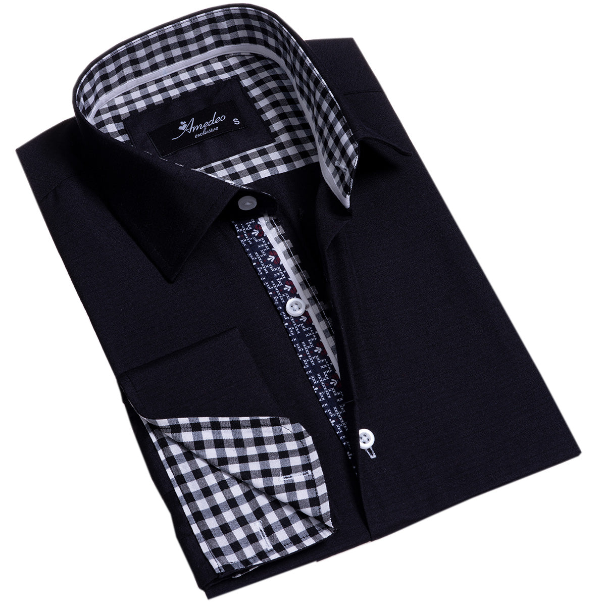 Mens Slim Fit French Cuff Shirts with Cufflink Holes - Casual and Formal