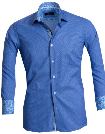Blue Lines Mens Slim Fit French Cuff Dress Shirts with Cufflink Holes - Casual and Formal - Amedeo Exclusive