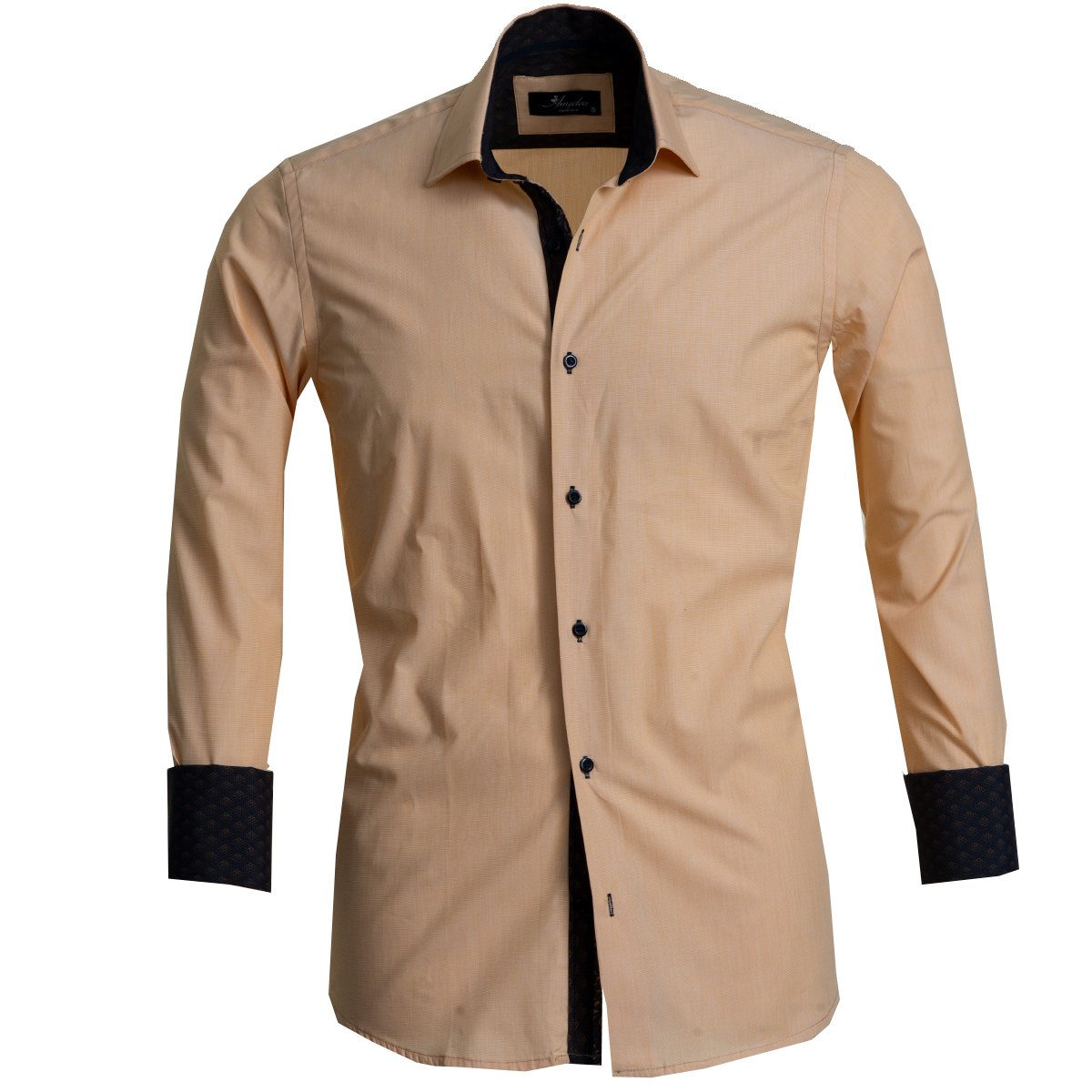 Solid Copper Mens Slim Fit French Cuff Dress Shirts with Cufflink Holes - Casual and Formal - Amedeo Exclusive