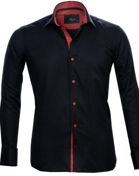 Navy Blue Red Mens Slim Fit Designer Dress Shirt - tailored Cotton Shirts for Work and Casual Wear - Amedeo Exclusive