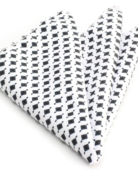 White Black Premium Quality Men's Pocket Square Hanky Handkerchief Made of Soft Material - Amedeo Exclusive