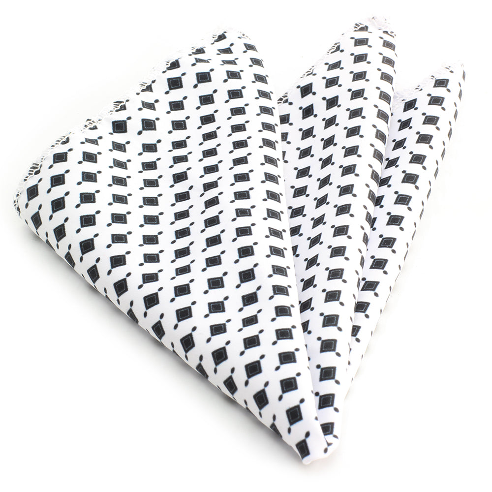White Black Premium Quality Men's Pocket Square Hanky Handkerchief Made of Soft Material - Amedeo Exclusive
