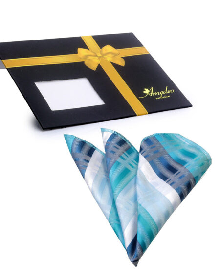 white and blue pocket square | Multi Color Blue and White Premium Quality Men's Pocket Square Hanky Handkerchief Made of Soft Material - Amedeo Exclusive