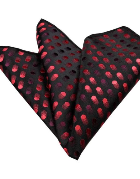 Men's Black Red Dots Pocket Square Hanky Handkerchief - Amedeo Exclusive