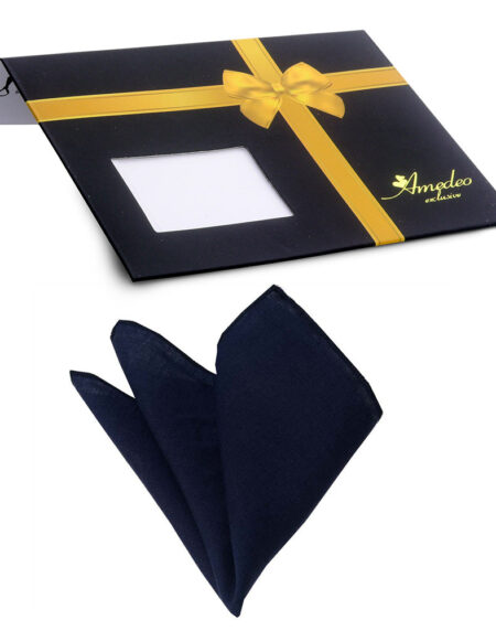 Men's Navy Blue Pocket Square Hanky Handkerchief - Amedeo Exclusive