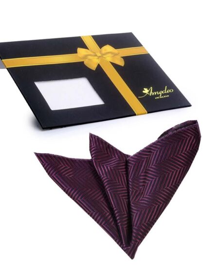 Men's Solid Purples Lines Pocket Square Hanky Handkerchief - Amedeo Exclusive