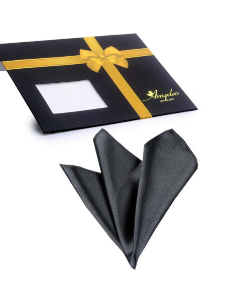 Men's Solid Charcoil Grey Pocket Square Hanky Handkerchief - Amedeo Exclusive