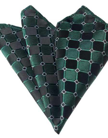 Men's Green Black Pocket Square Hanky Handkerchief - Amedeo Exclusive