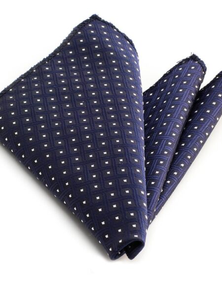 Men's Blue White Squares Pocket Square Hanky Handkerchief - Amedeo Exclusive