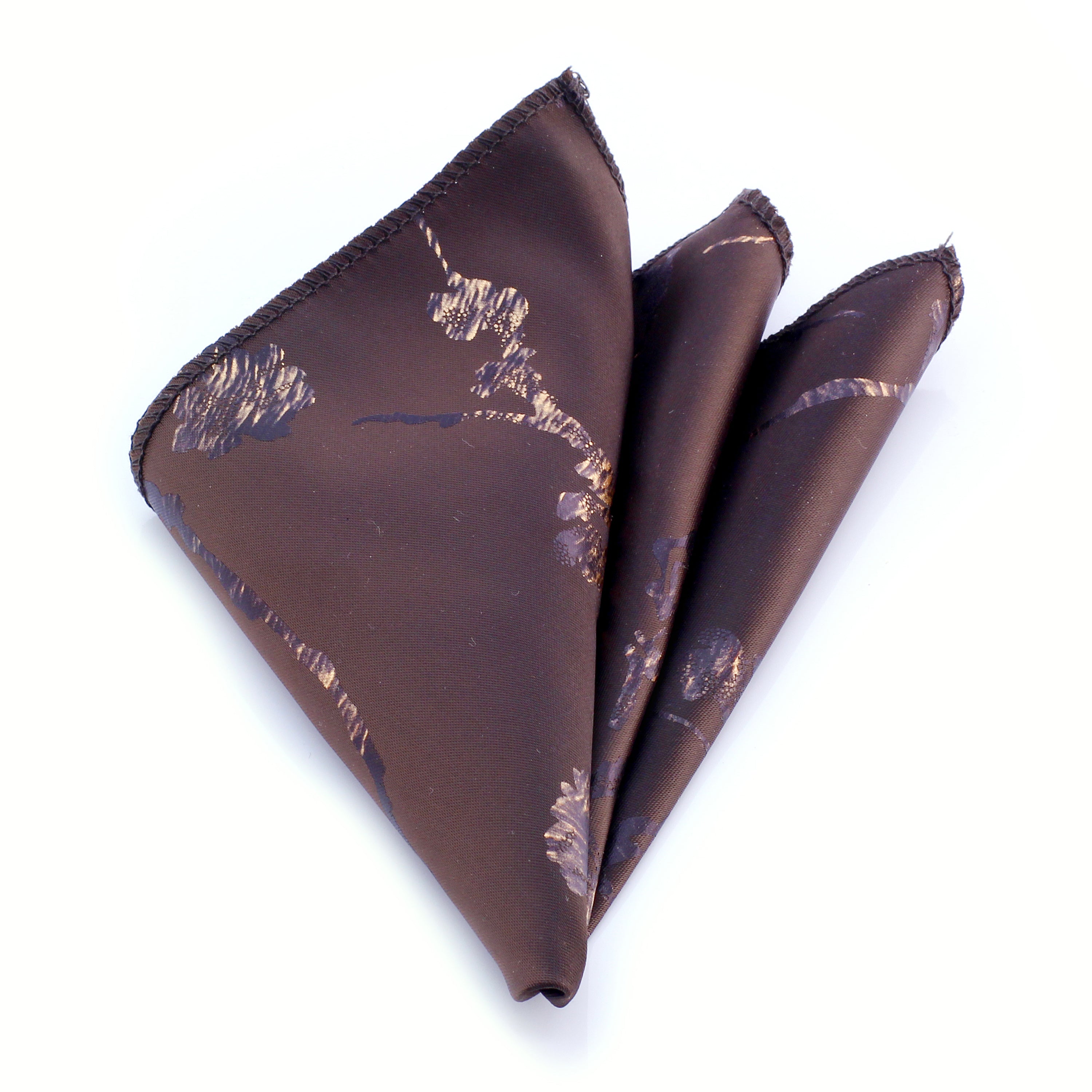 Men's Brown With Metalic Brown Design Pocket Square Hanky Handkerchief - Amedeo Exclusive