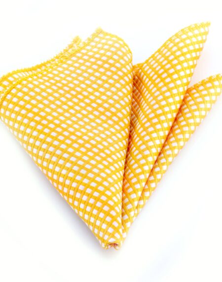 Men's Silver & Gold Checkers Pocket Square Hanky Handkerchief - Amedeo Exclusive