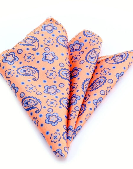 Men's Gold Pink Purple Paisley Pocket Square Hanky Handkerchief - Amedeo Exclusive