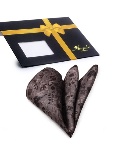 Men's Brown Paisley Pocket Square Hanky Handkerchief - Amedeo Exclusive