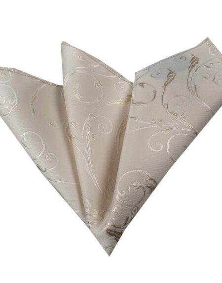 Men's Cream with Floral Pocket Square Hanky Handkerchief - Amedeo Exclusive